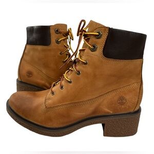 Timberland Women's 6" Brinda Lace-Up Heel Ankle Boot Wheat Nubuck A1KLL